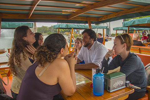 Students eating at the Rathskeller